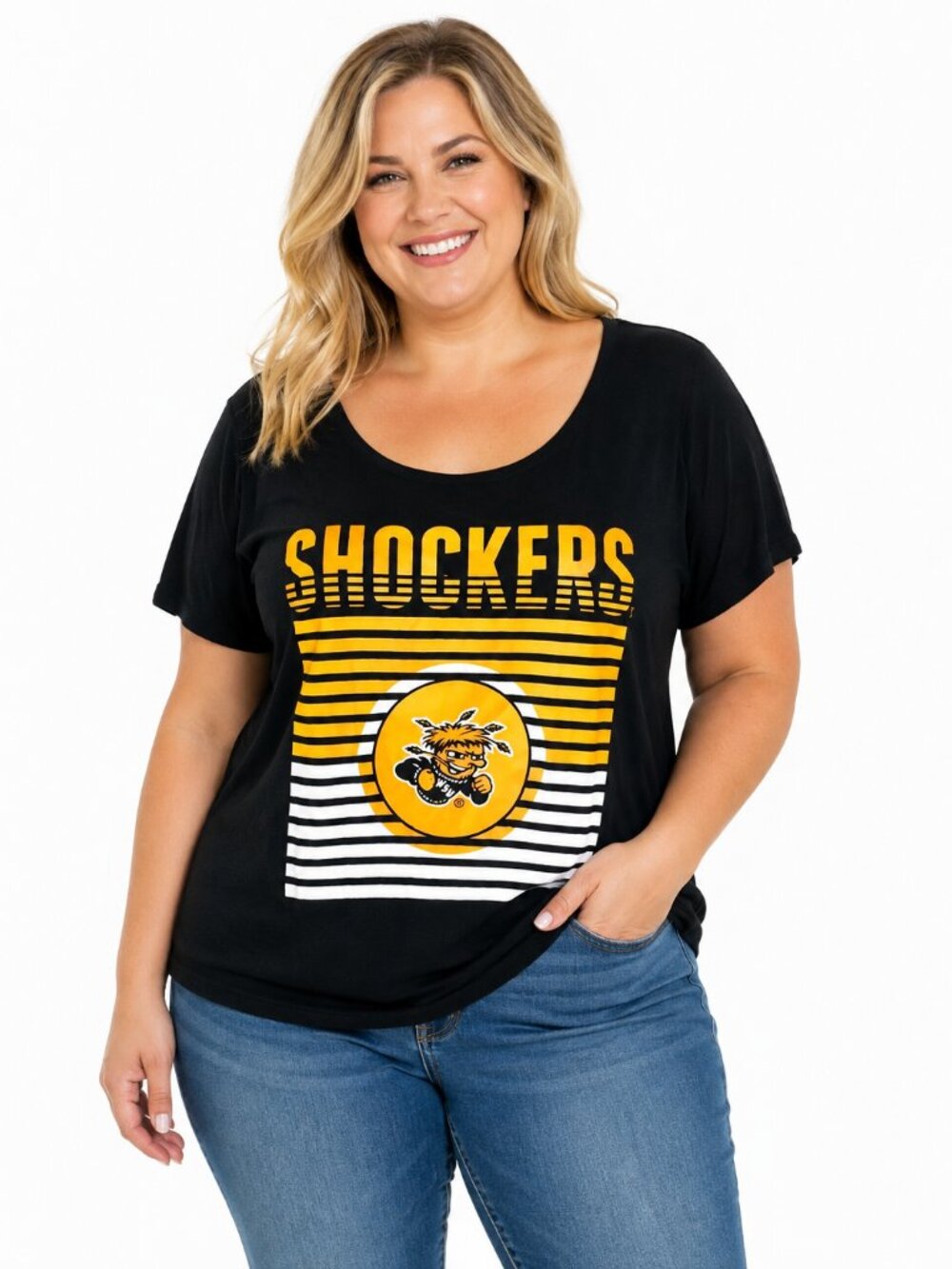 Wichita State Shockers Womens T Shirt Plus Size 4X Marquee 3D Logo Klutch Black